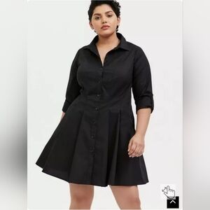 Torrid Poplin Button Front Fit & Flare Shirt Dress